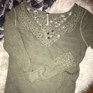 Free People long sleeve green shirt
